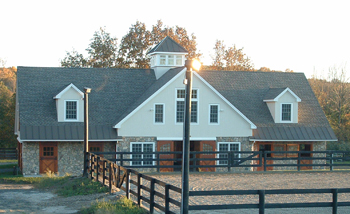 Barn with white siding